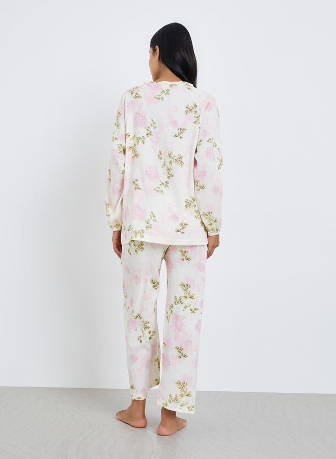 Styli Floral Print Relaxed Fit Top and Pyjama Set - Image 5